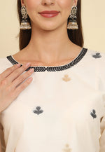 Load image into Gallery viewer, Off White Cotton Silk Readymade Pant Style Suit
