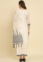 Load image into Gallery viewer, Off White Cotton Silk Readymade Pant Style Suit
