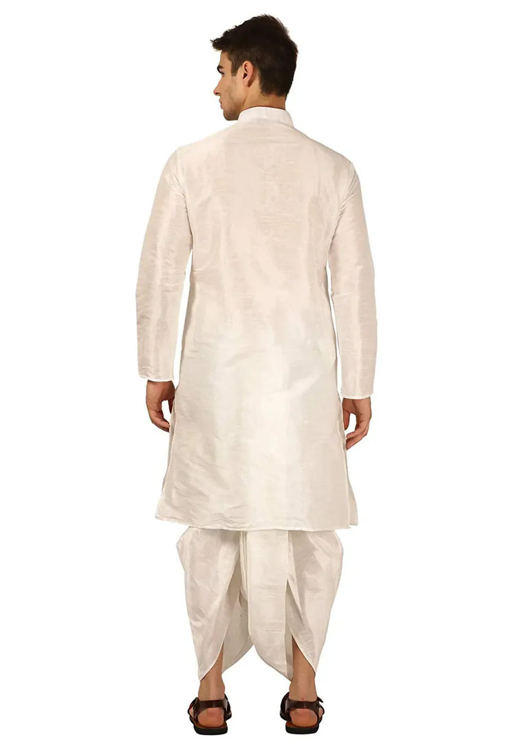 Off White Dupion Silk Dhoti Kurta