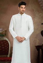Load image into Gallery viewer, Off White Dupion Silk Kurta Pajama
