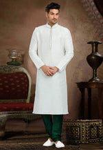 Load image into Gallery viewer, Off White Dupion Silk Kurta Pajama
