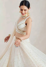Load image into Gallery viewer, Off White Georgette A Line Lehenga Choli
