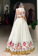 Load image into Gallery viewer, Off White Georgette Circular Lehenga Choli

