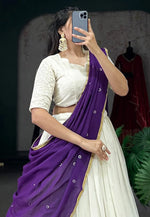 Load image into Gallery viewer, Off White Georgette Circular Lehenga Choli
