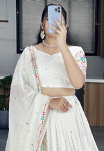 Load image into Gallery viewer, Off White Georgette Circular Lehenga Choli
