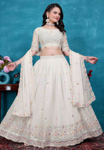Load image into Gallery viewer, Off White Georgette Lehenga Choli
