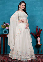 Load image into Gallery viewer, Off White Georgette Lehenga Choli
