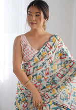 Load image into Gallery viewer, Off White Georgette Light Weight Saree
