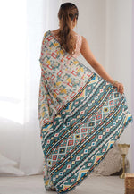 Load image into Gallery viewer, Off White Georgette Light Weight Saree

