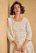 Load image into Gallery viewer, Off White Georgette Palazzo Suit

