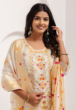 Load image into Gallery viewer, Off White Jacquard Silk Readymade Pakistani Suit
