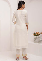 Load image into Gallery viewer, Off White Jacquard Silk Readymade Pakistani Suit
