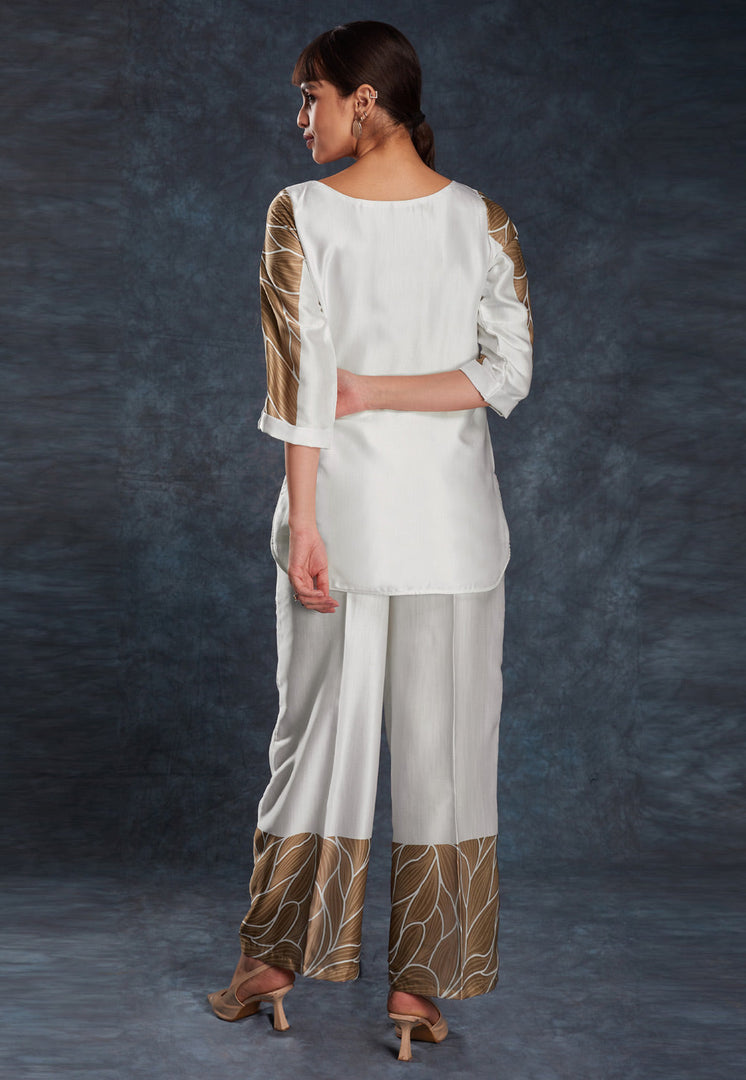 Off White Linen Printed Co-Ords Set