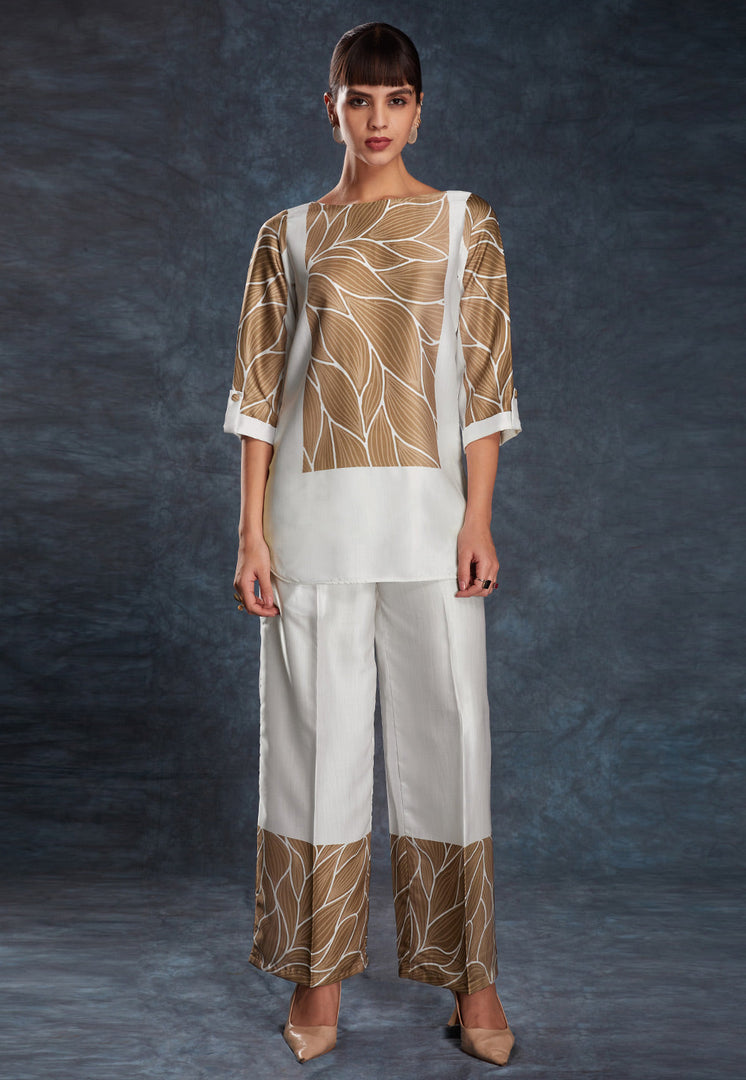 Off White Linen Printed Co-Ords Set