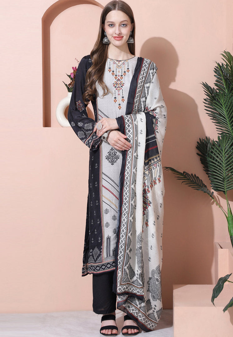 Off White Muslin Pakistani Suit