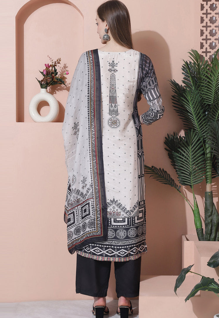 Off White Muslin Pakistani Suit