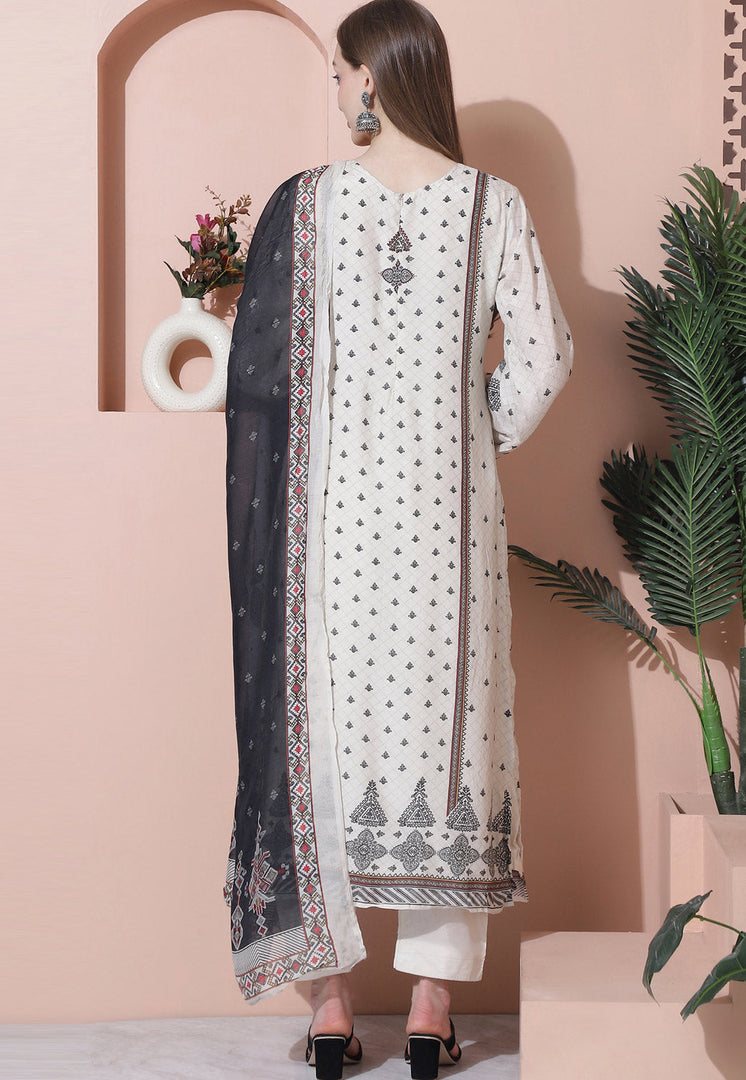 Off White Muslin Pant Style Suit