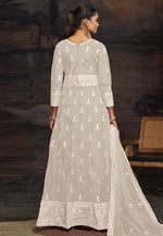 Load image into Gallery viewer, Off White Net Embroidered Anarkali Suit
