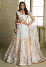 Load image into Gallery viewer, Off White Net Lehenga Choli
