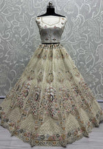 Load image into Gallery viewer, Off White Net Wedding Lehenga Choli
