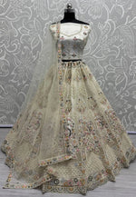 Load image into Gallery viewer, Off White Net Wedding Lehenga Choli
