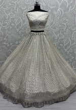 Load image into Gallery viewer, Off White Net Wedding Lehenga Choli
