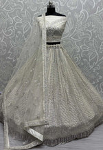Load image into Gallery viewer, Off White Net Wedding Lehenga Choli
