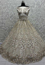 Load image into Gallery viewer, Off White Net Wedding Lehenga Choli
