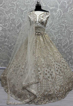 Load image into Gallery viewer, Off White Net Wedding Lehenga Choli

