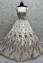Load image into Gallery viewer, Off White Net Wedding Lehenga Choli
