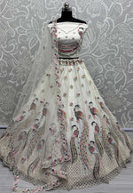 Load image into Gallery viewer, Off White Net Wedding Lehenga Choli
