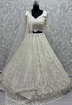 Load image into Gallery viewer, Off White Net Wedding Lehenga Choli
