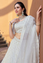 Load image into Gallery viewer, Off White Organza Lehenga Choli
