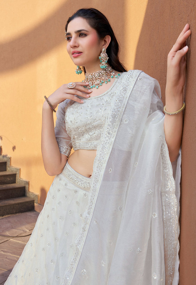 Off White Organza Lehenga Choli