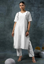 Load image into Gallery viewer, Off White Rayon Kurta Set With Pant
