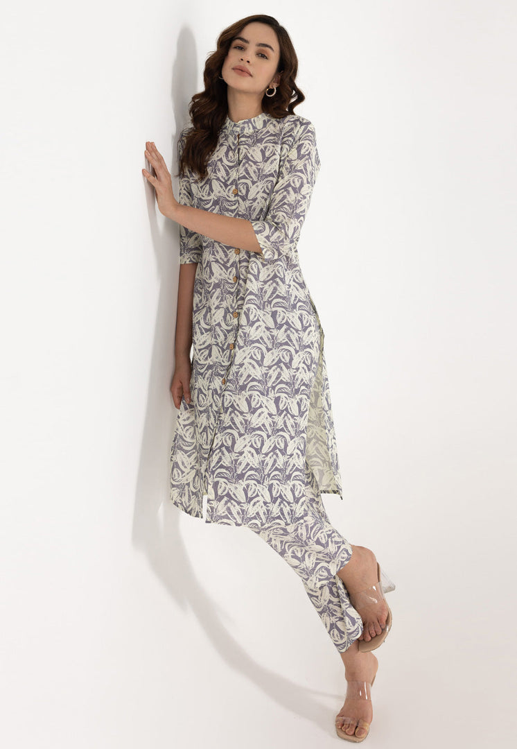 Off White Rayon Printed Co-Ords Set