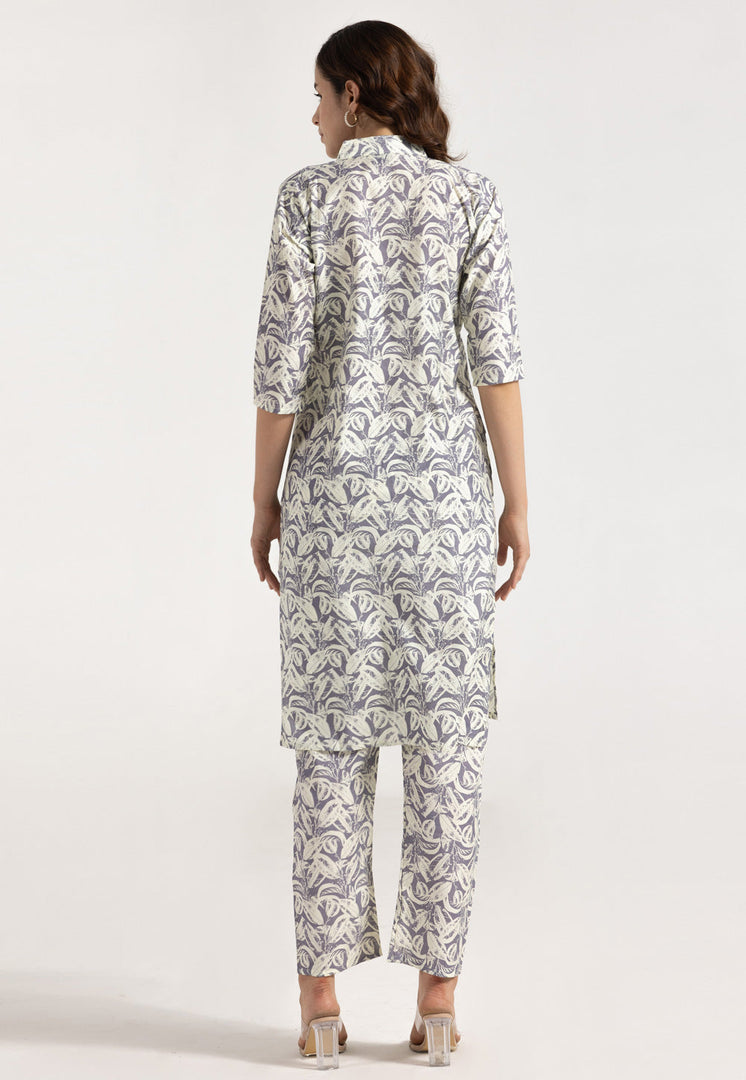 Off White Rayon Printed Co-Ords Set