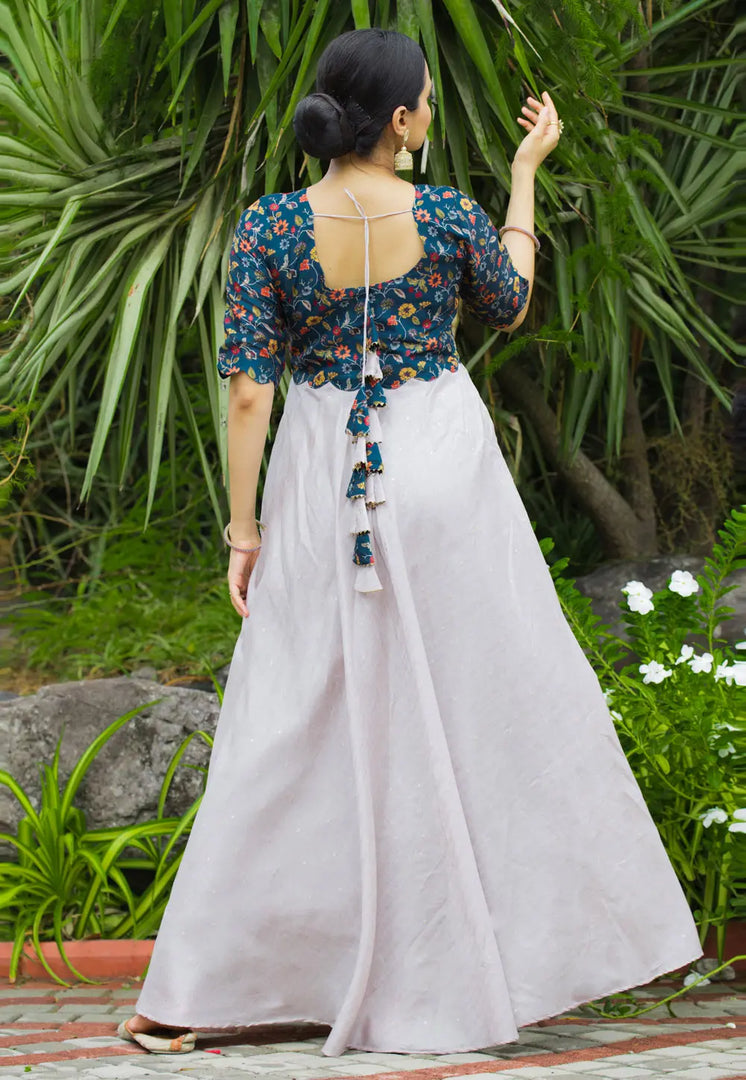 Off White Satin Silk Gown