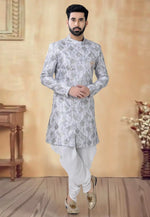 Load image into Gallery viewer, Off White Silk Dhoti Sherwani
