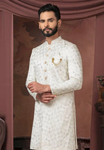 Load image into Gallery viewer, Off White Silk Indo Western Sherwani
