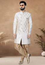 Load image into Gallery viewer, Off White Silk Indo Western Suit
