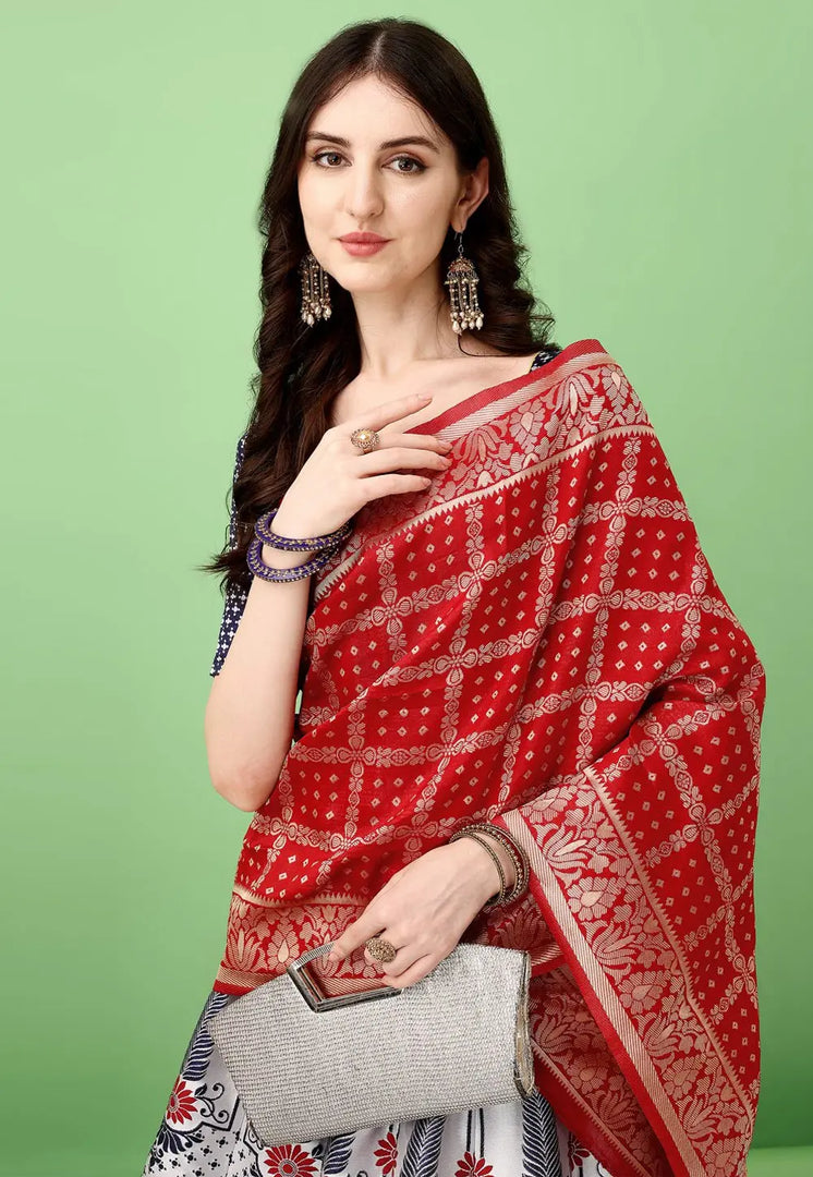 Off White Silk Jacquard Lehenga Choli