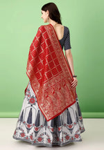 Load image into Gallery viewer, Off White Silk Jacquard Lehenga Choli
