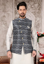 Load image into Gallery viewer, Off White Silk Kurta Pajama With Jacket

