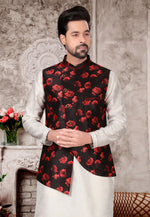 Load image into Gallery viewer, Off White Silk Kurta Pajama With Jacket
