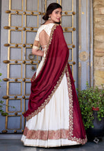 Load image into Gallery viewer, Off White Silk Lehenga Choli
