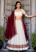 Load image into Gallery viewer, Off White Silk Lehenga Choli
