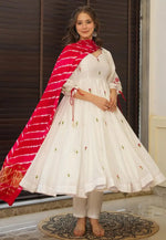 Load image into Gallery viewer, Off White Silk Readymade Anarkali Suit
