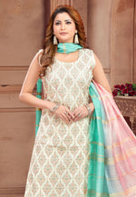 Load image into Gallery viewer, Off White Silk Readymade Pakistani Suit
