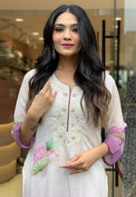 Load image into Gallery viewer, Off White Silk Readymade Pakistani Suit
